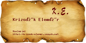 Krizsák Elemér névjegykártya